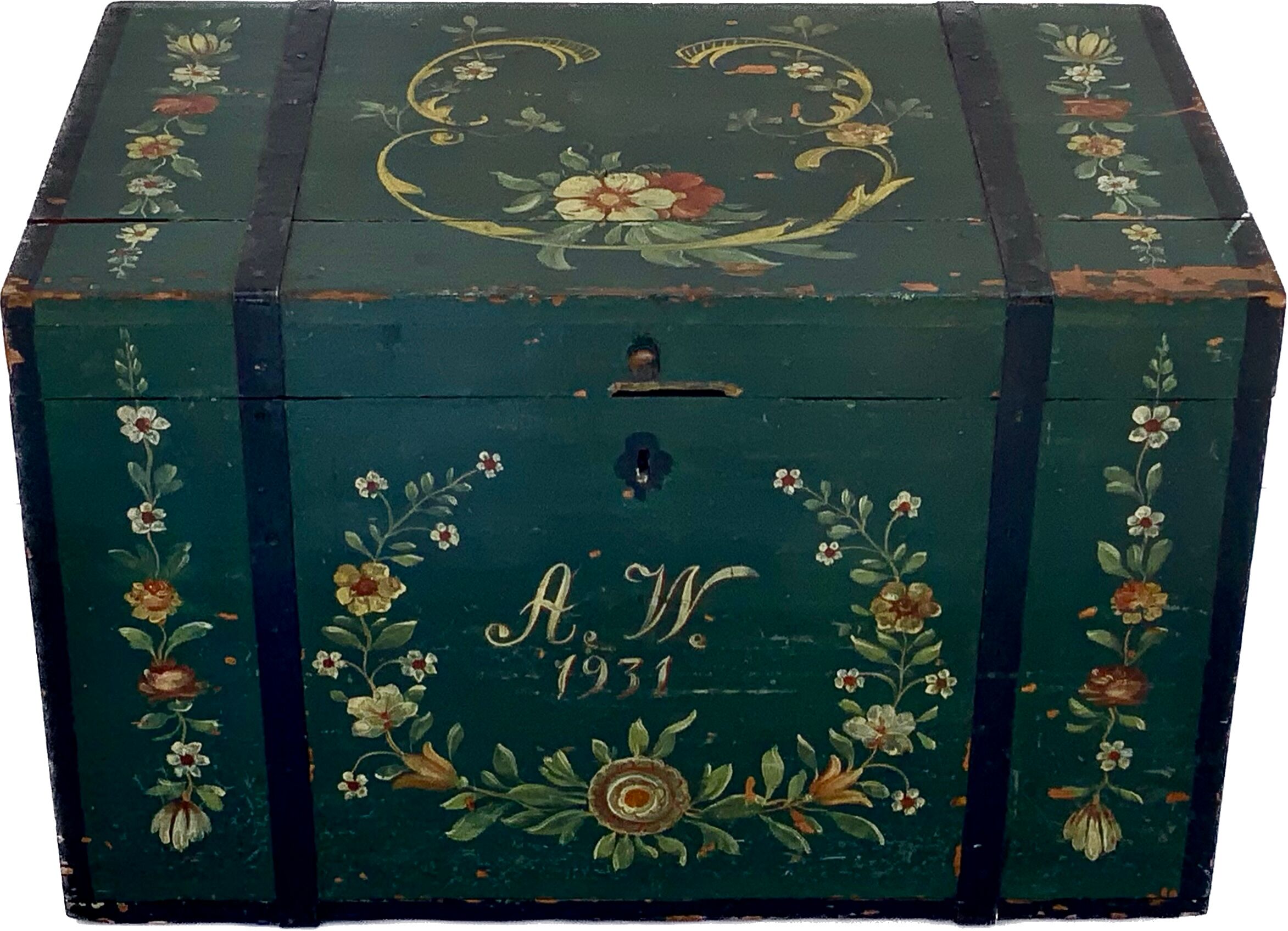 Antique hand painted swedish chest or trunk/ coffee table