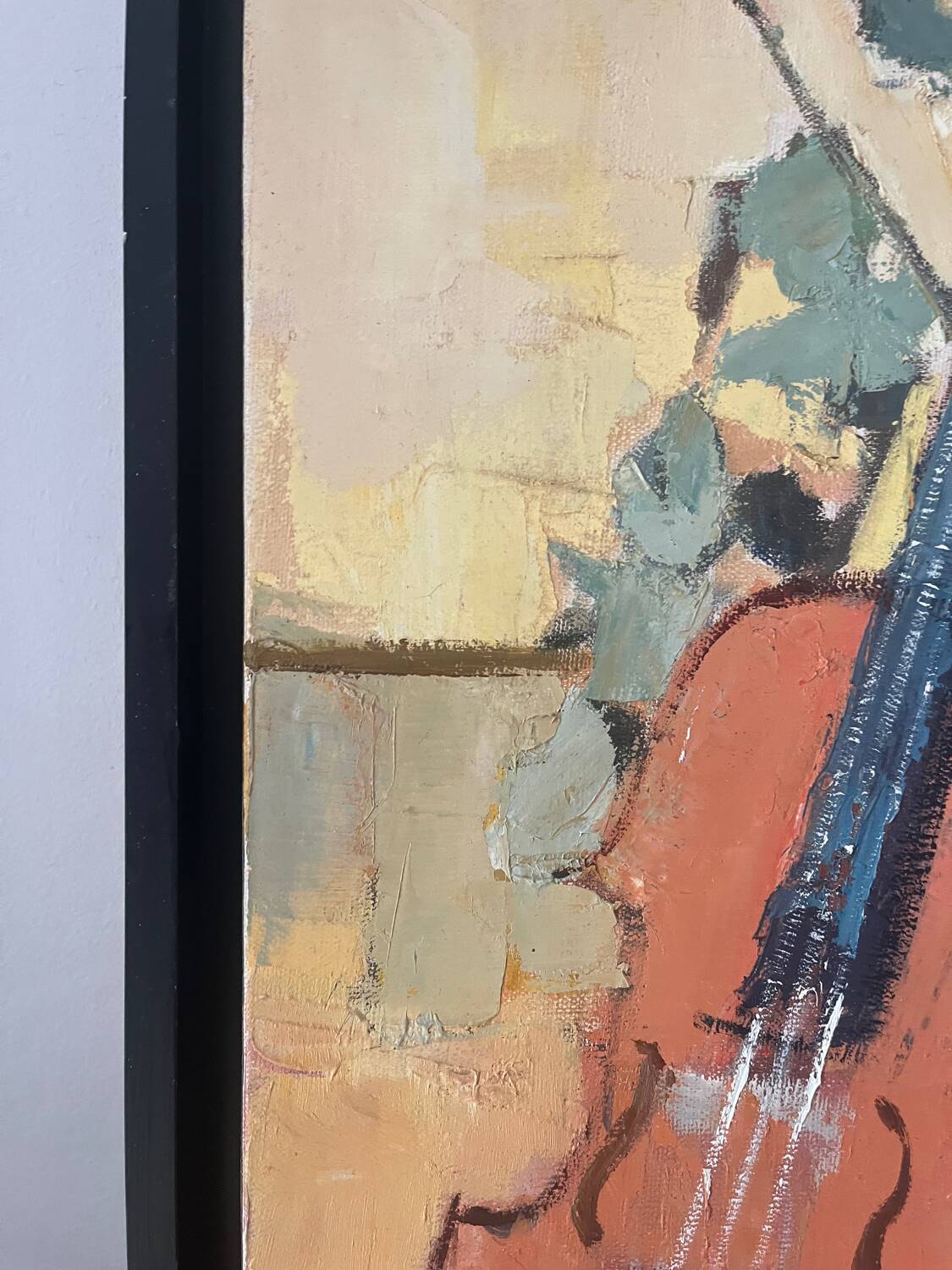 The violin with roses, oil on canvas