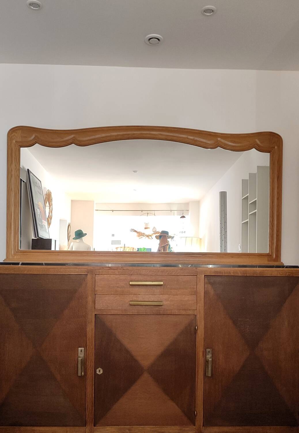 Large oak mirror 1950