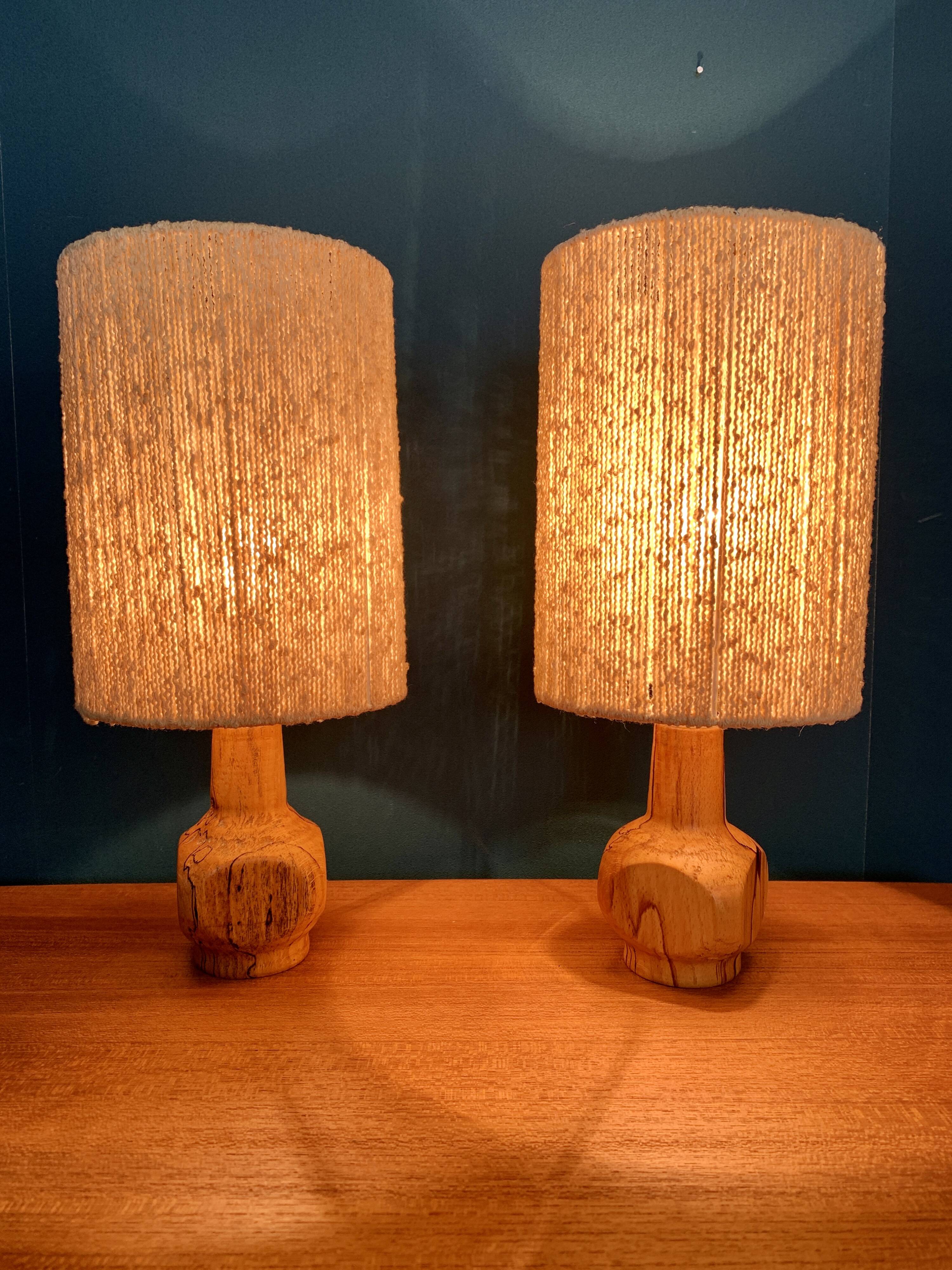 Pair of wooden lamps