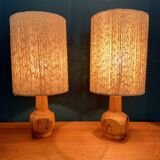 Pair of wooden lamps