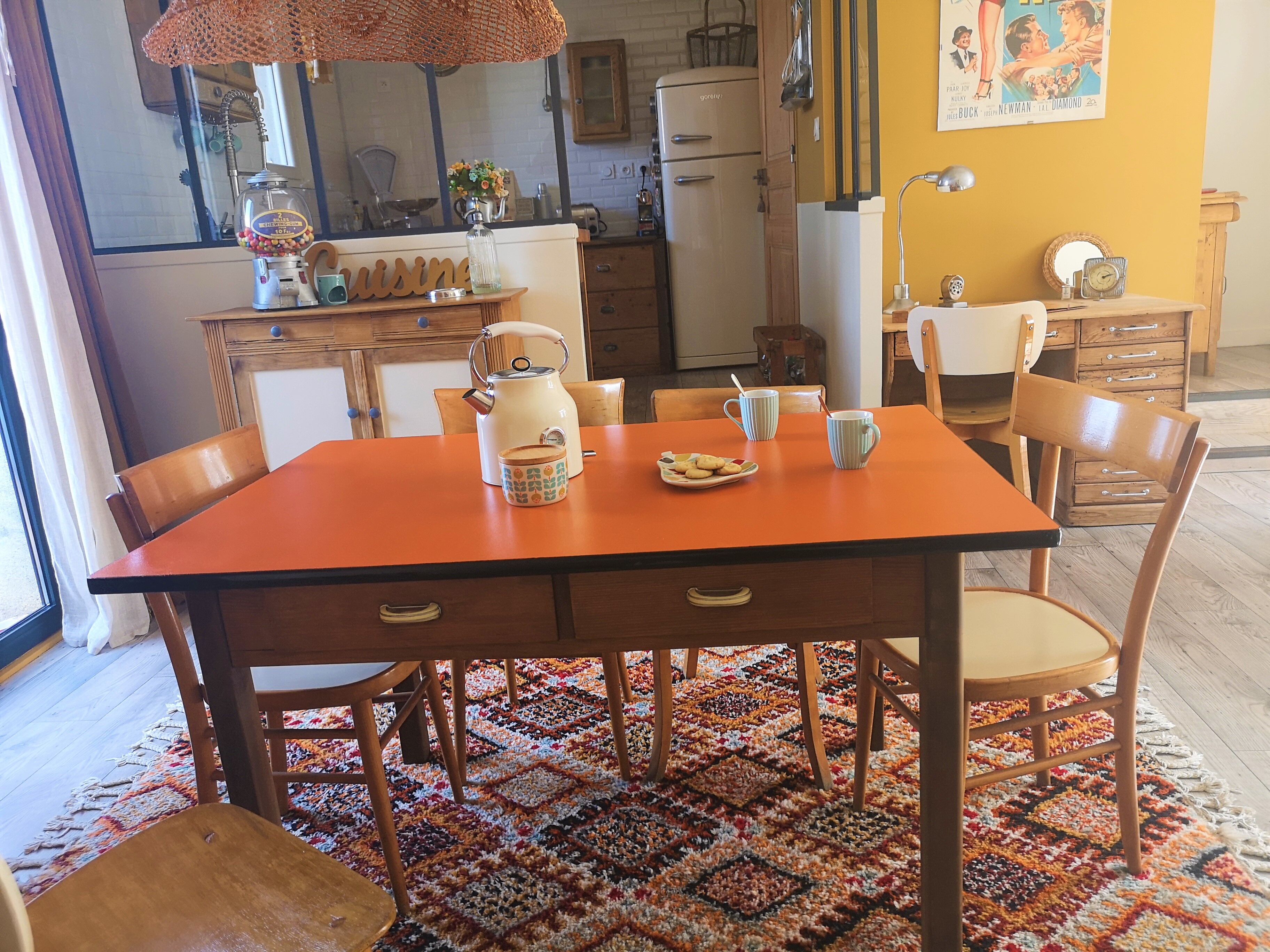Vintage farm table formica and wood
