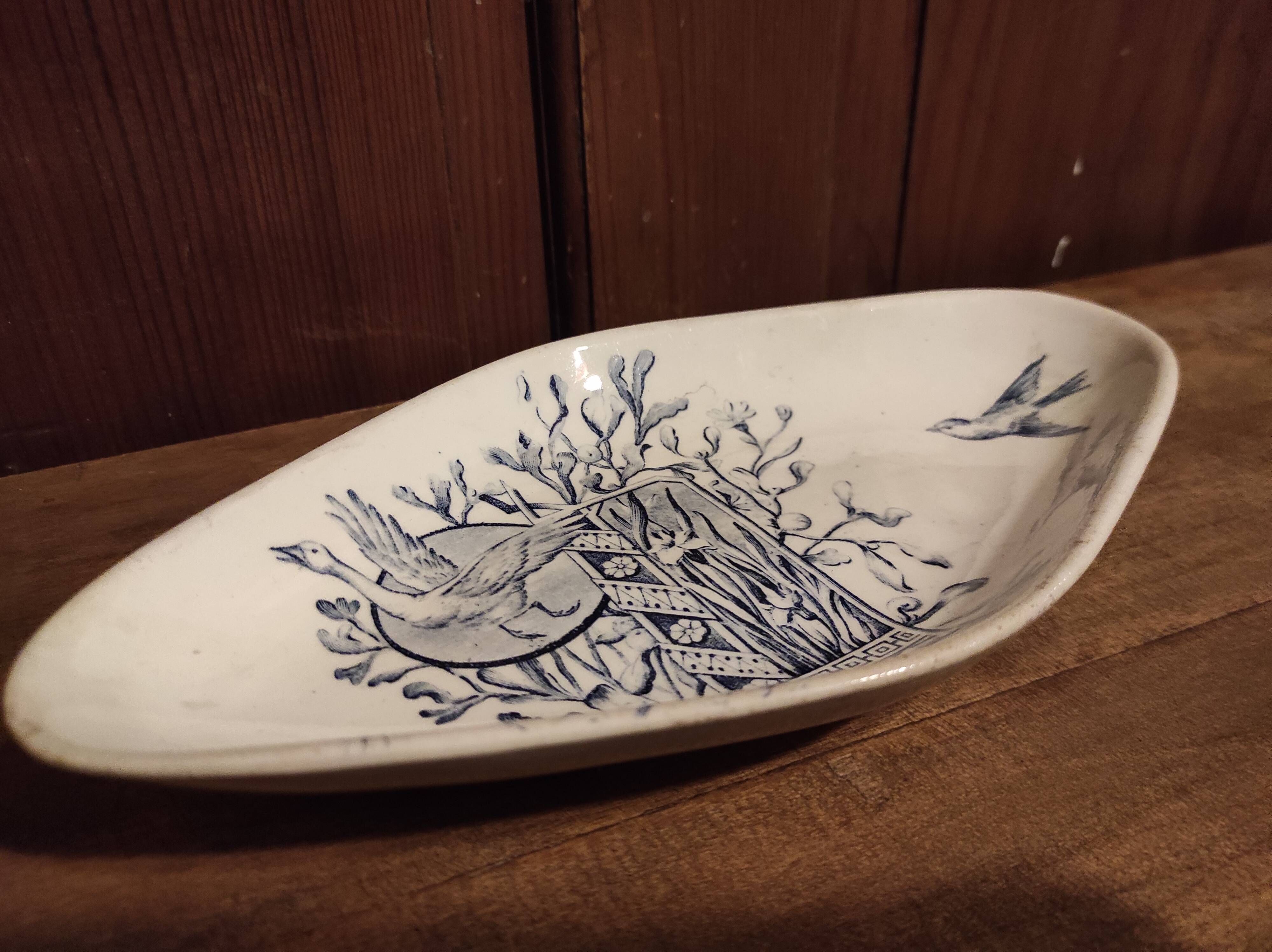 Beautiful large vintage French serving plate by R. Lafitte. General Depot, Terre de Fer, Salins.