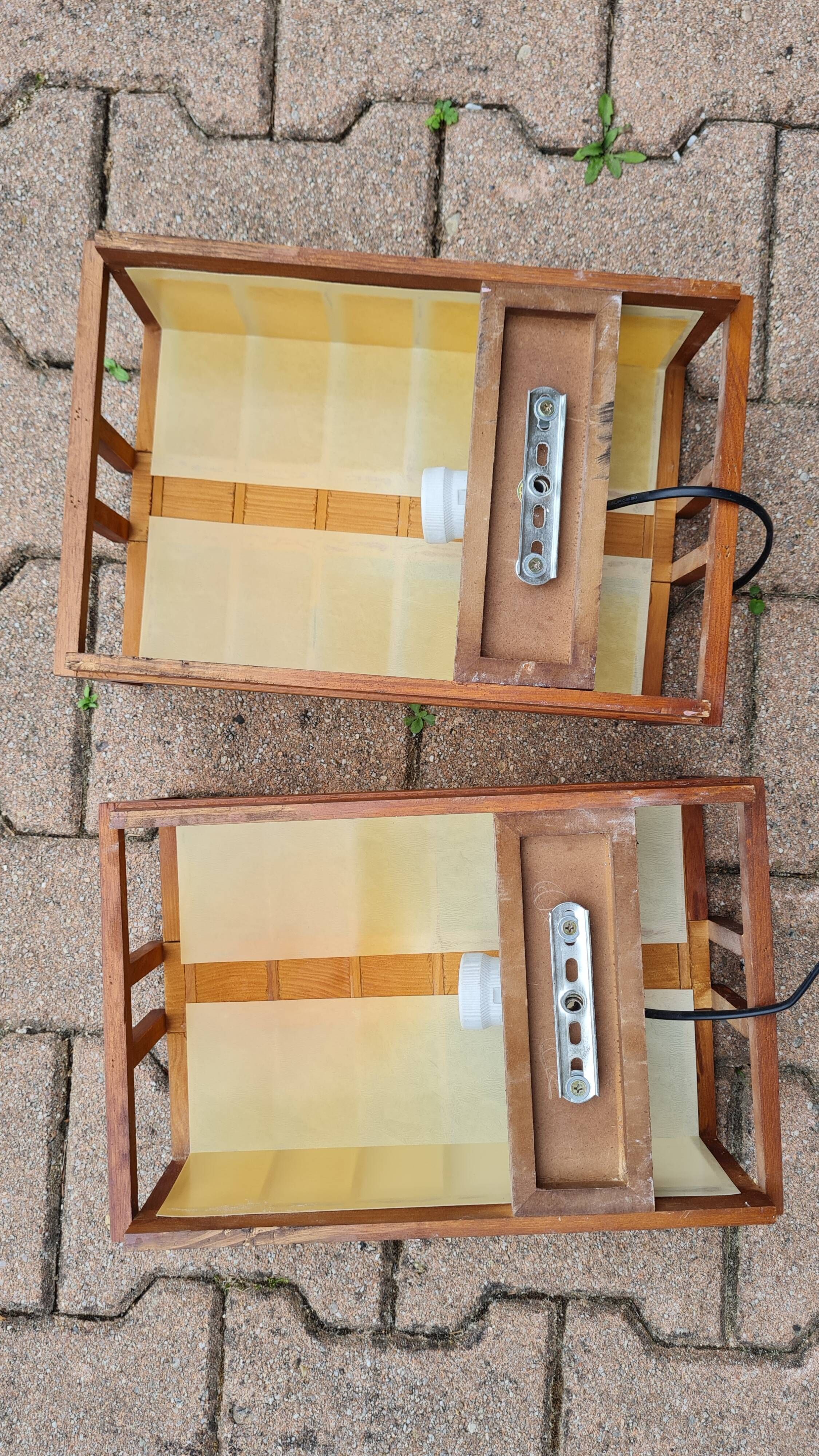 Vintage Asian style wooden wall lamp sold individually