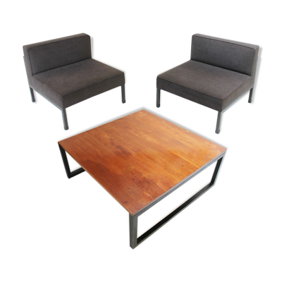 Table basse et deux 2 fauteuils par Wim den Boon, Pays-Bas 1958