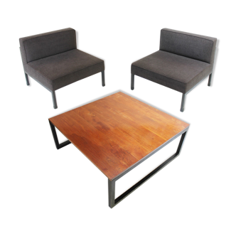 Table basse et deux 2 fauteuils par Wim den Boon, Pays-Bas 1958