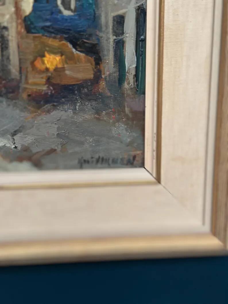 Original Swedish Oil on Panel - "Alley" by Knut Norman - Signed - Vintage and Framed - 59 × 46 cm (23.2" × 18.1")