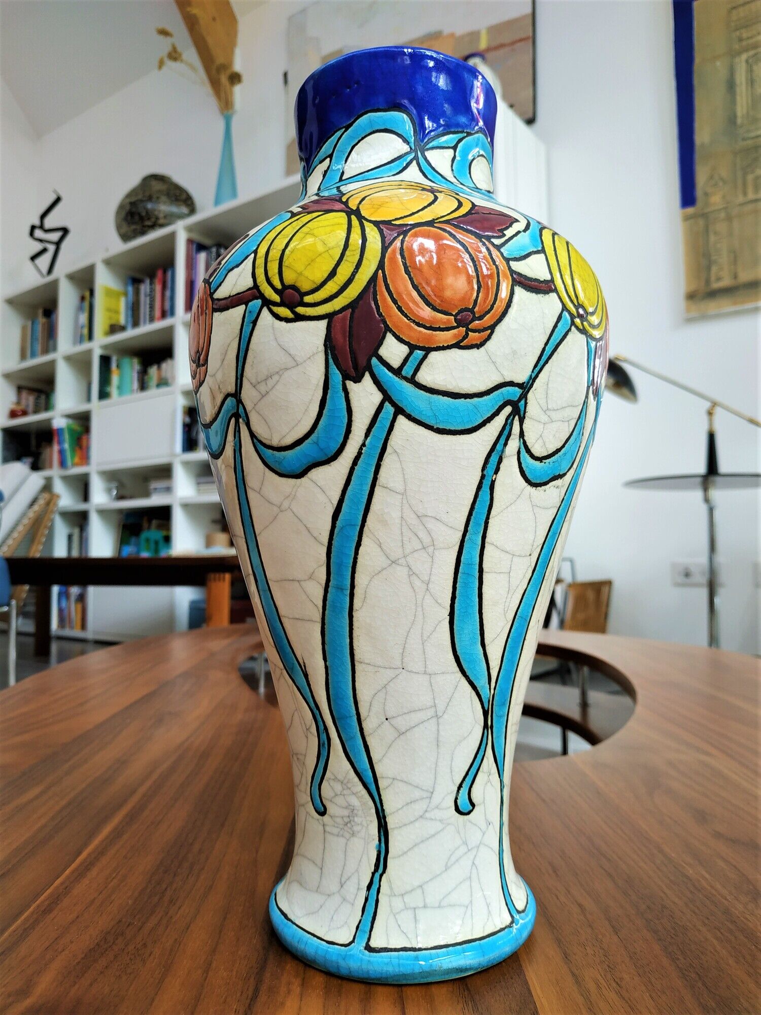 Boch la Louvière art deco lamp in cracked faint lamp
