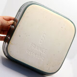 Artisanal square gratin dish of Alsace green with flowers