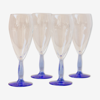 4 champagne flutes - blue foot