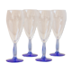 4 flutes à champagne - pied bleu