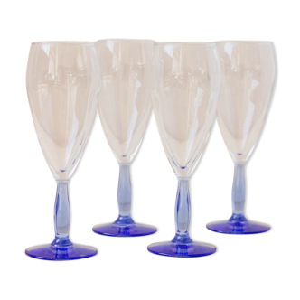 4 champagne flutes - blue foot
