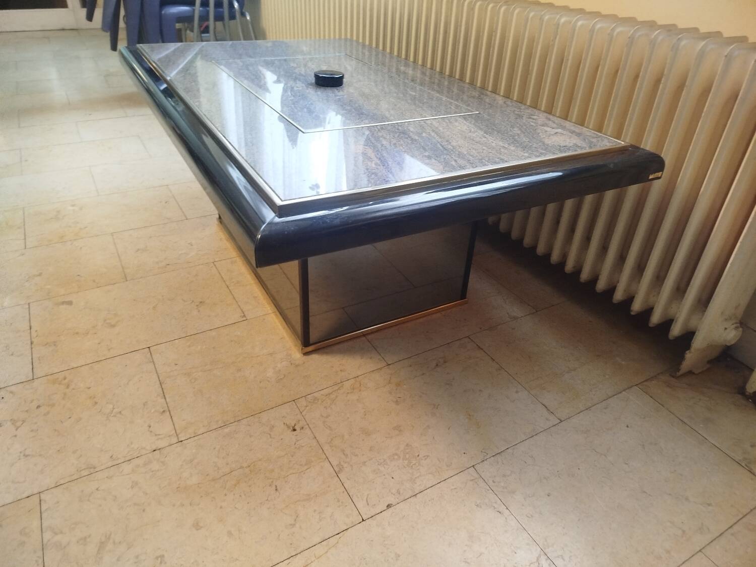 Transformable coffee table in marble and brass – fedam – italian design