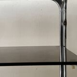 Hi-fi furniture sideboard/bar in smoked glass and chrome, 1970s design.