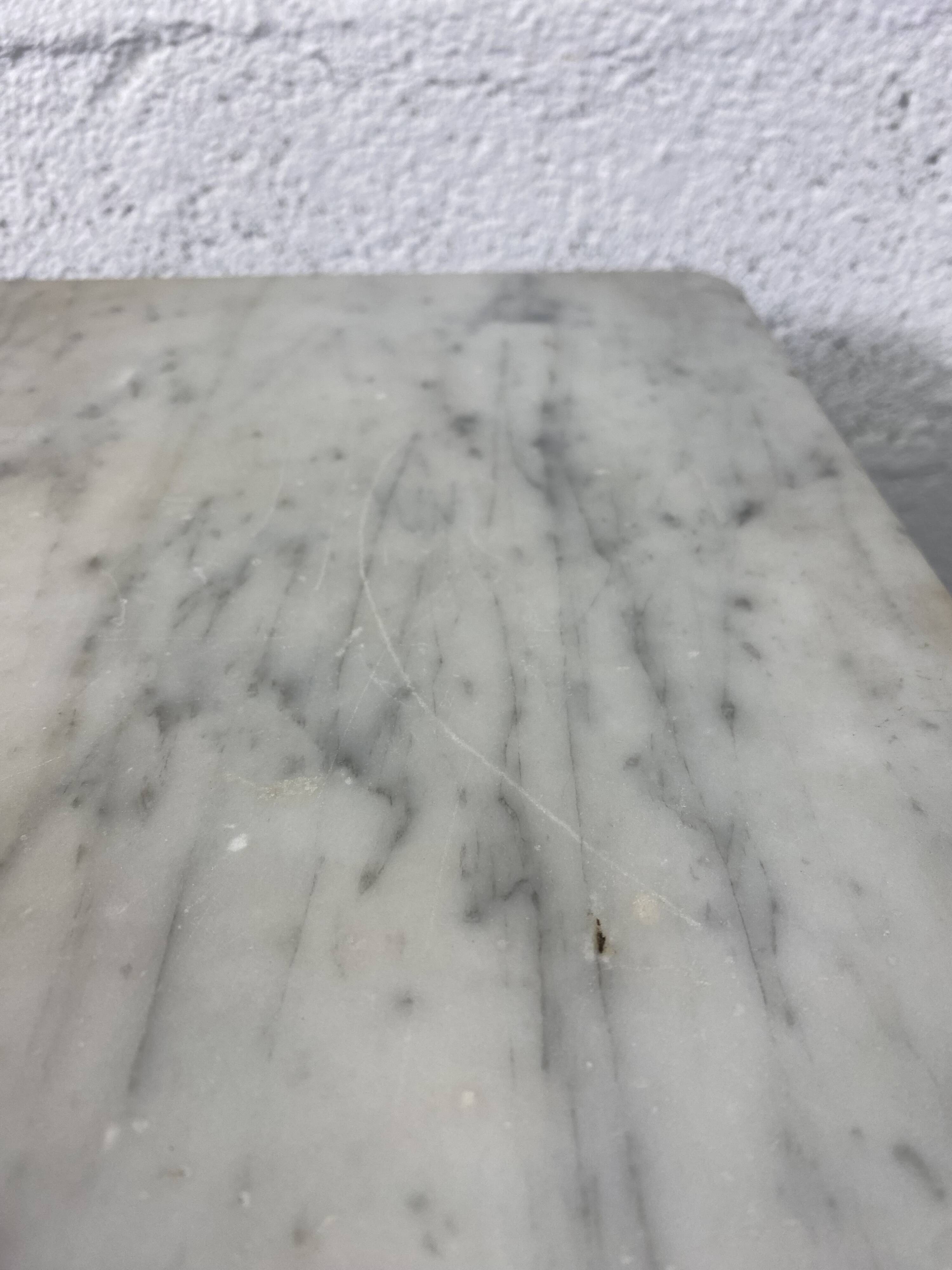 Set of two bistro tables in marble and wrought iron