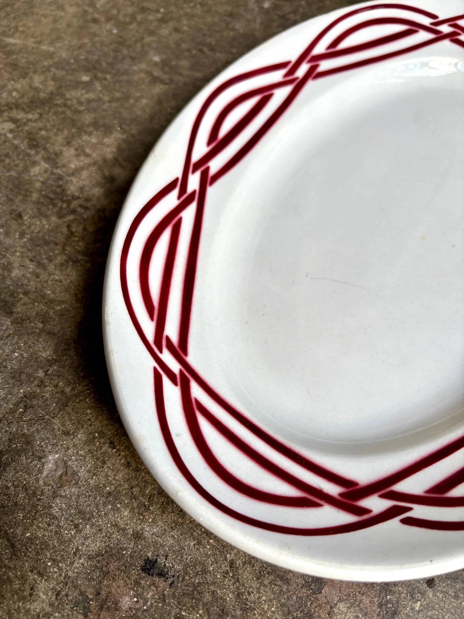 Oval dish in burgundy ironstone