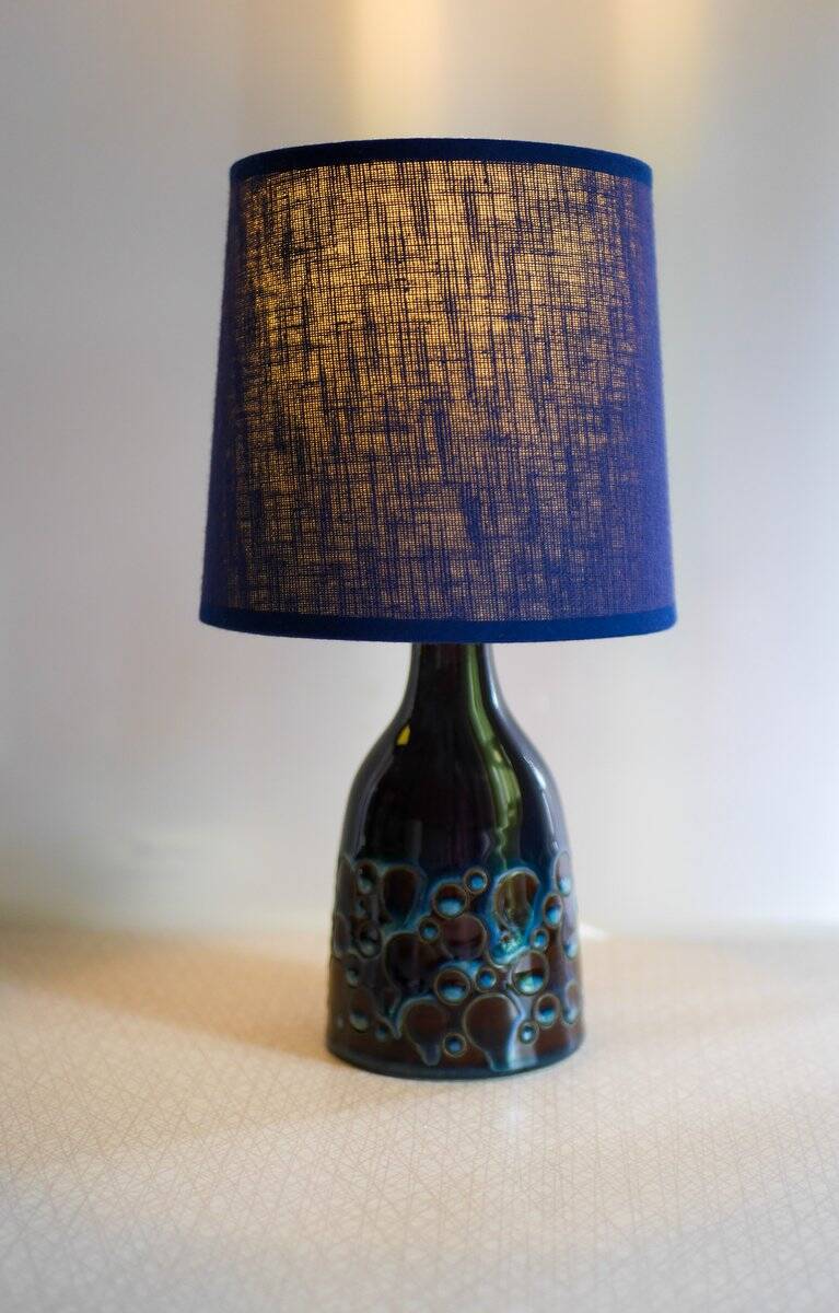 Mid-century modern pottery table lamp with candy glazing from Söholm, Denmark, 1960s