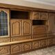 Vintage oak modular wall unit – 3 pieces with display cabinet