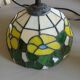 Antique stained glass and tin pendant light