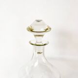 large engraved glass wine carafe from the 1950s