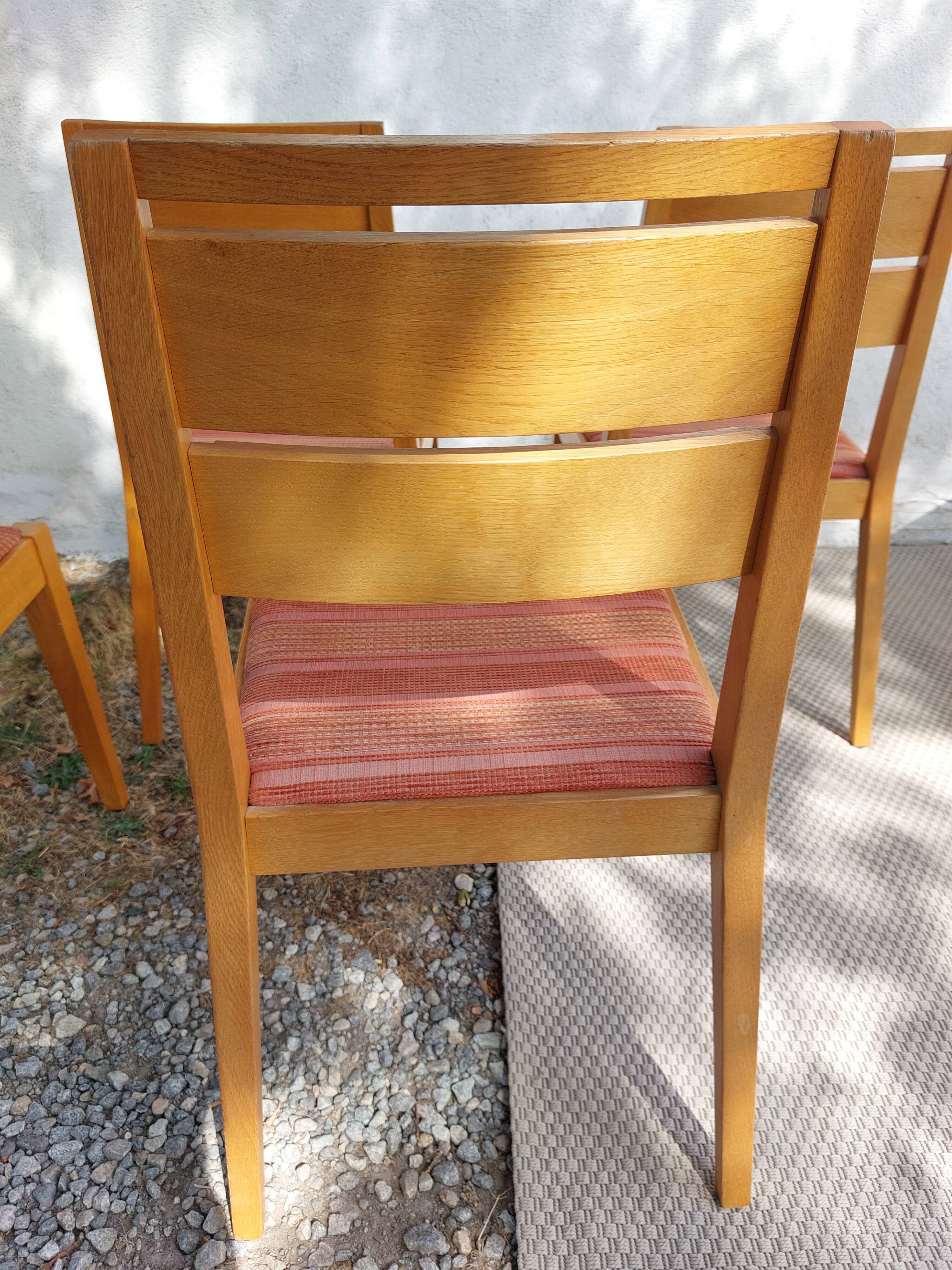 4 cosy chairs, solid wood and fabric