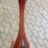 Red speckled blown soliflore vase