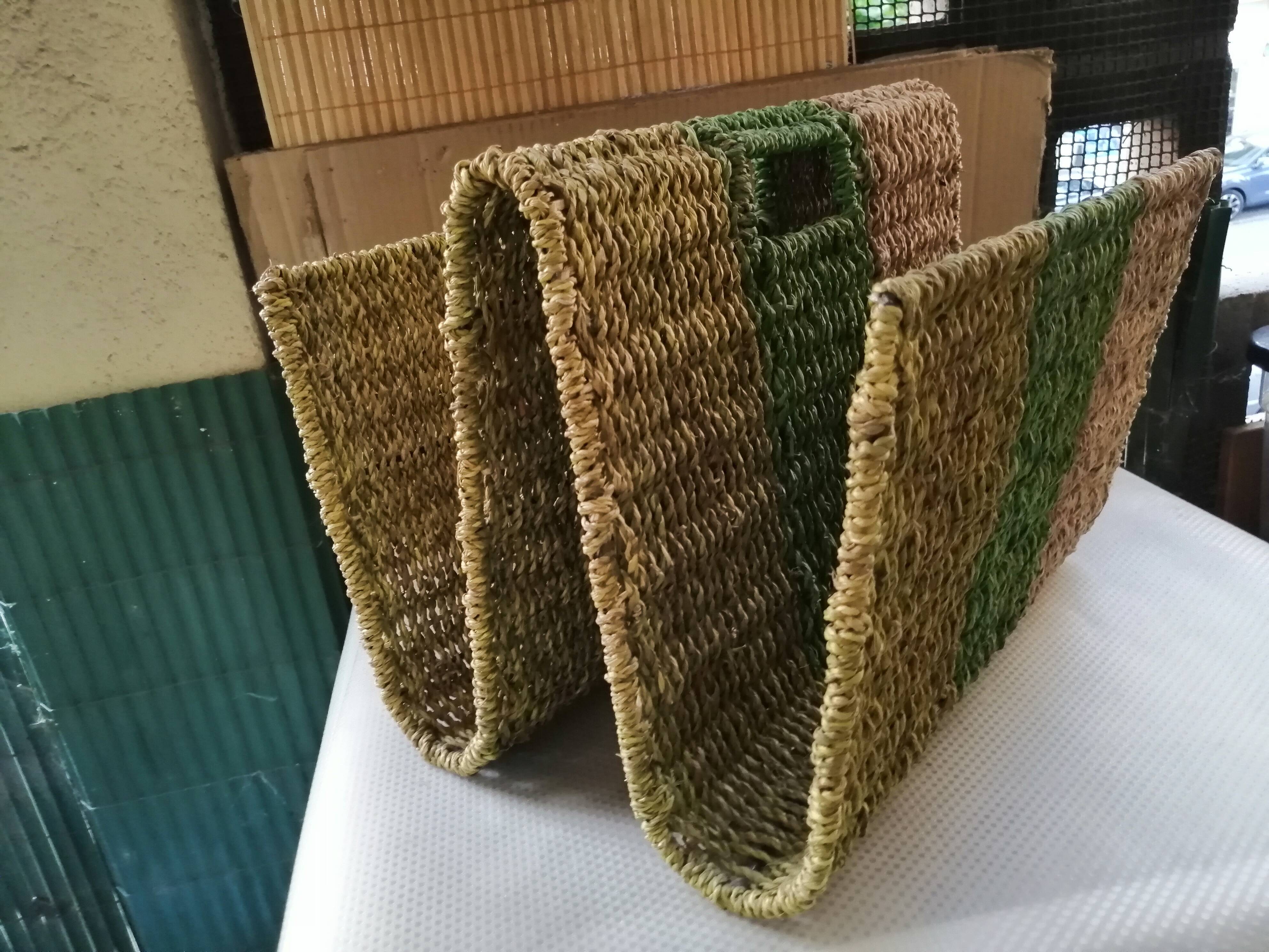 Scandinavian-style braided straw magazine door