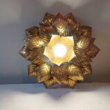 Vintage Gold Metal Wall or Ceiling Light "Sun"