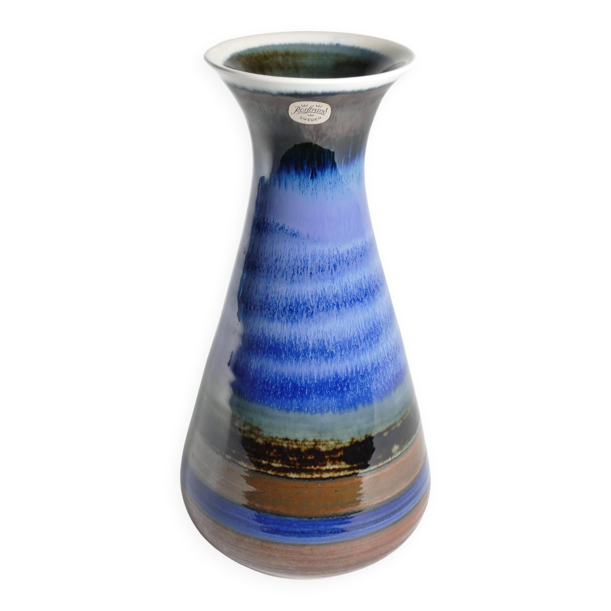 Large Polychrome Stoneware Vase by Gösta Millberg, Rörstrand, Sweden, 1960s