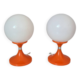 Lampe vintage année 70 plastique orange opaline