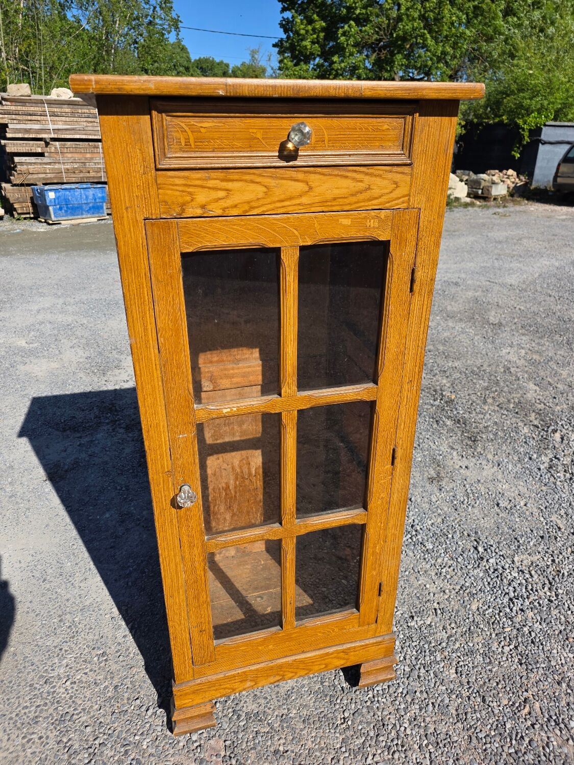 Louis Philippe style antique buffet with glass doors