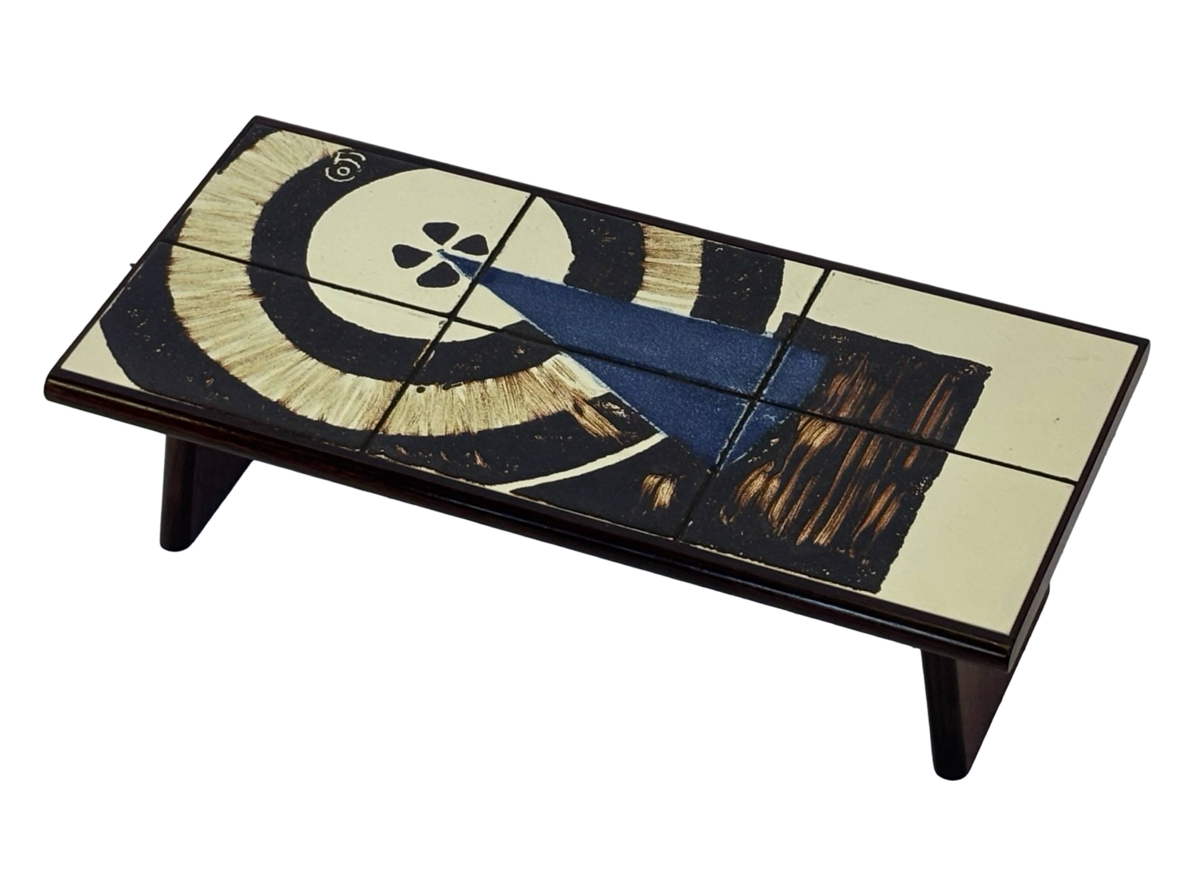 Vintage plant table small side table with rosewood tiles