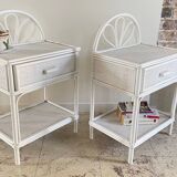 Pair of Vintage Rattan Bedside Tables