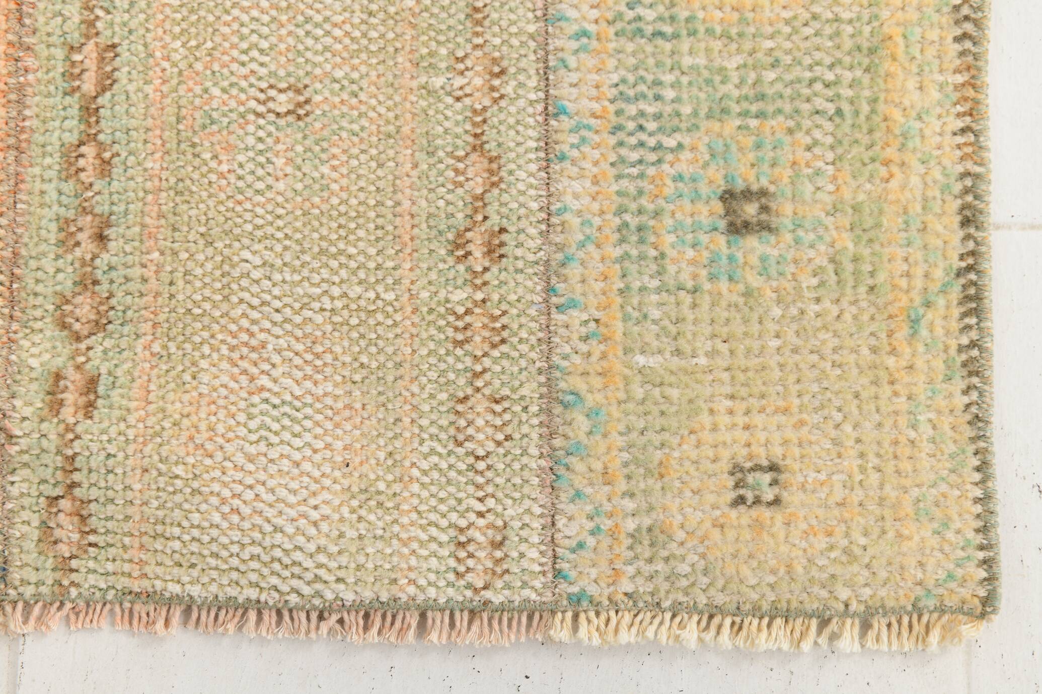 2x10 Vintage Brown & Cream Turkish Runner Rug, 80x306Cm