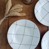 Set of 3 Salins soup plates, check pattern