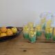 Vintage juice service Chameleon by Pierre Tardif for Neové – jug and 6 glasses