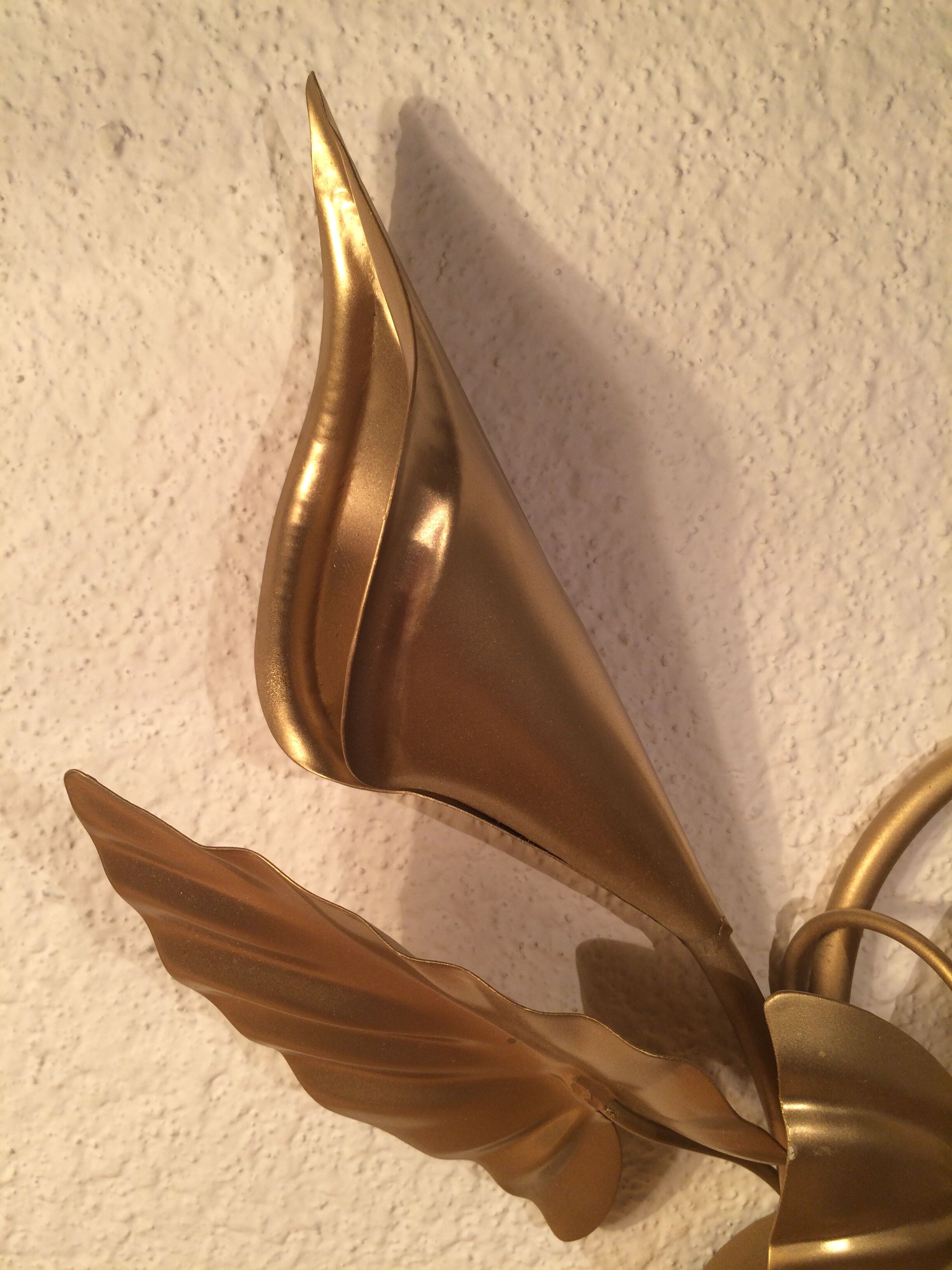 Vintage golden metal flower wall lamp