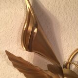 Vintage golden metal flower wall lamp