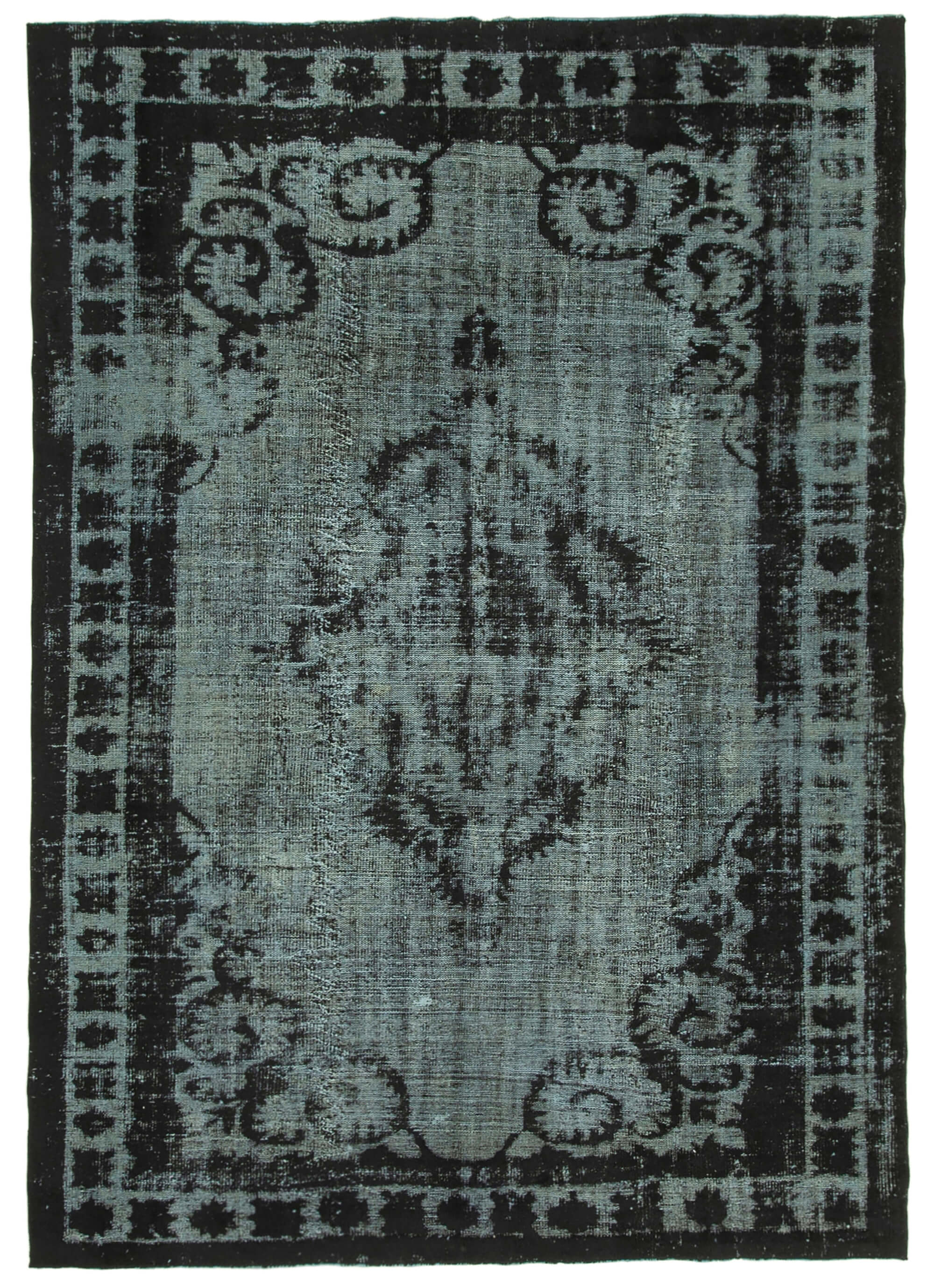 Handmade Unique Anatolian 1970s 214 cm x 311 cm Black Rug