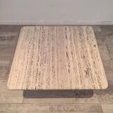Table basse carrée en travertin, France, 1975