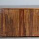 Rustic walnut sideboard with inlaid parquetry, vintage quality.