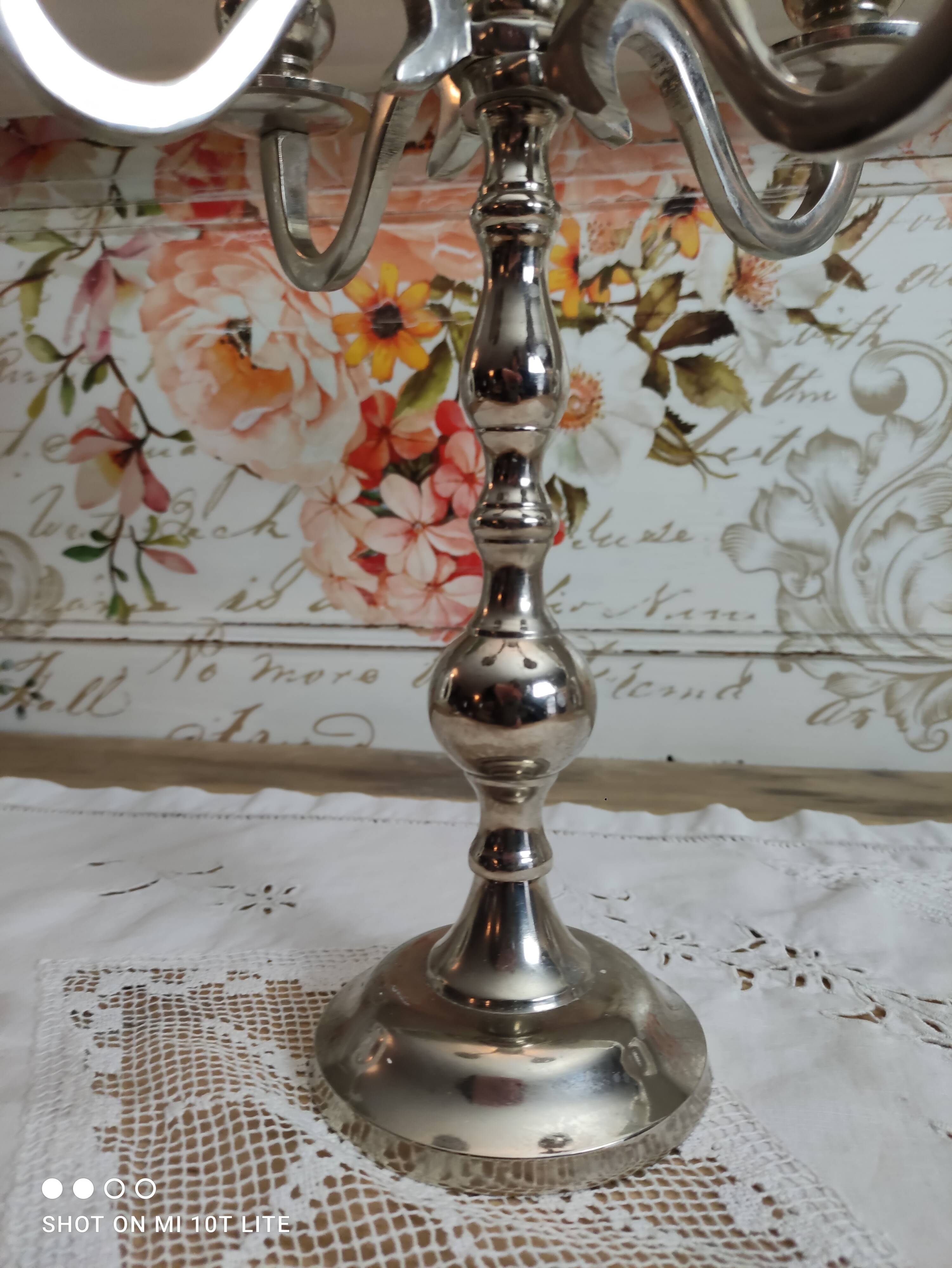 Chandelier 5 branches in silver metal color