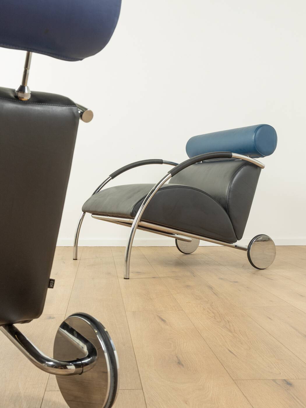 Fauteuil en chrome et cuir Zyklus par Peter Maly pour COR, 1984