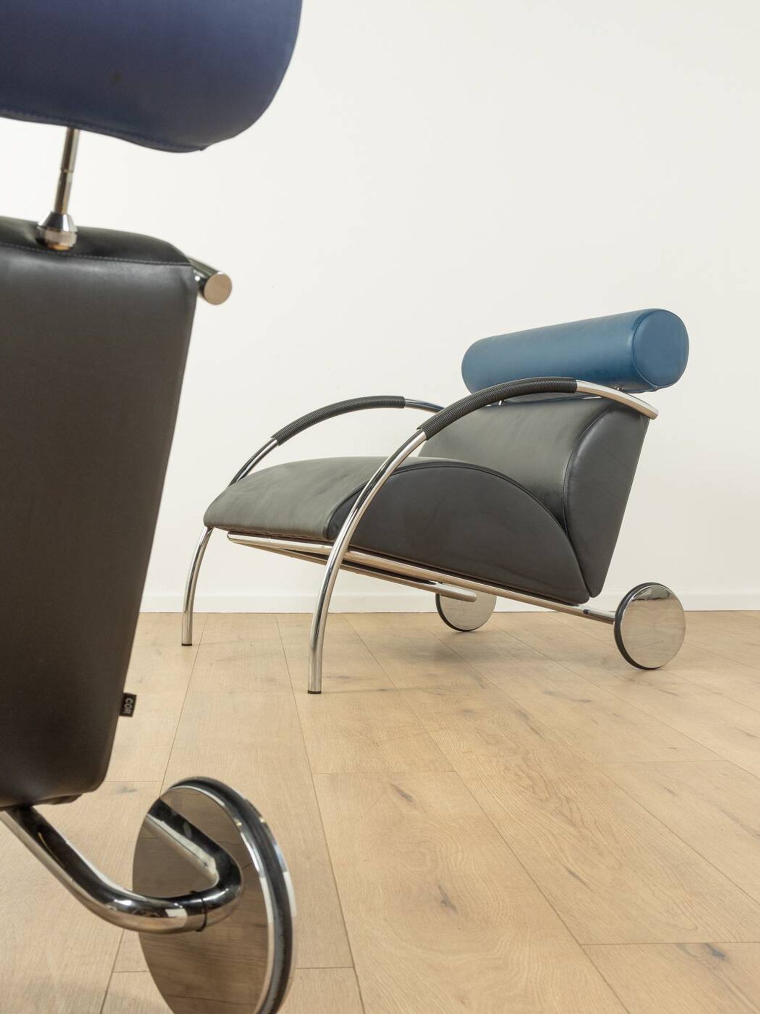 Fauteuil en chrome et cuir Zyklus par Peter Maly pour COR, 1984