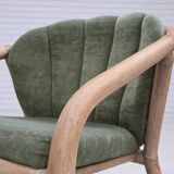 Années 1970, paire de fauteuils lounge scandinaves, mobilier en velours et rotin