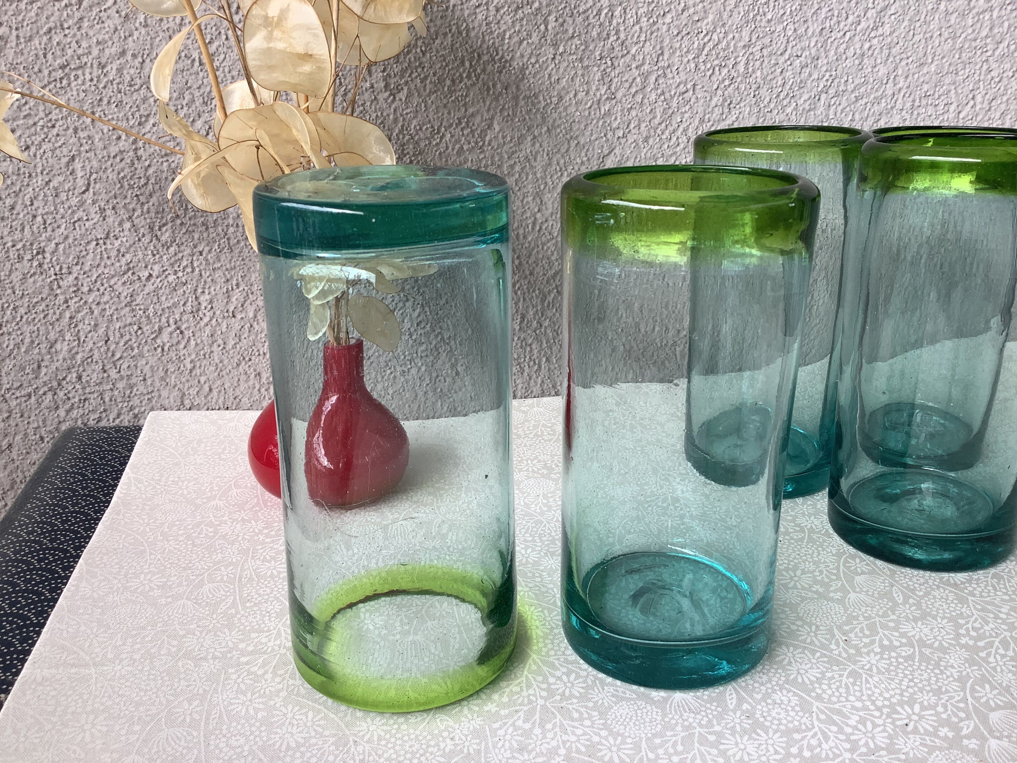 Aztecas Mexico blown glass glasses