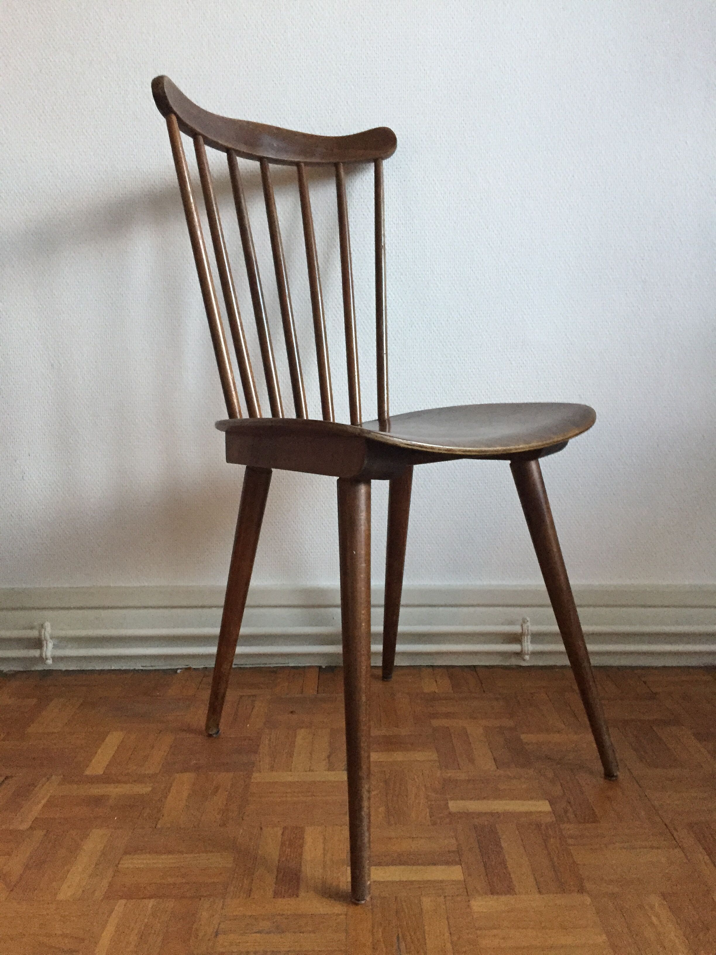 Set of 6 chairs Baumann Menuet in beech, compass feet