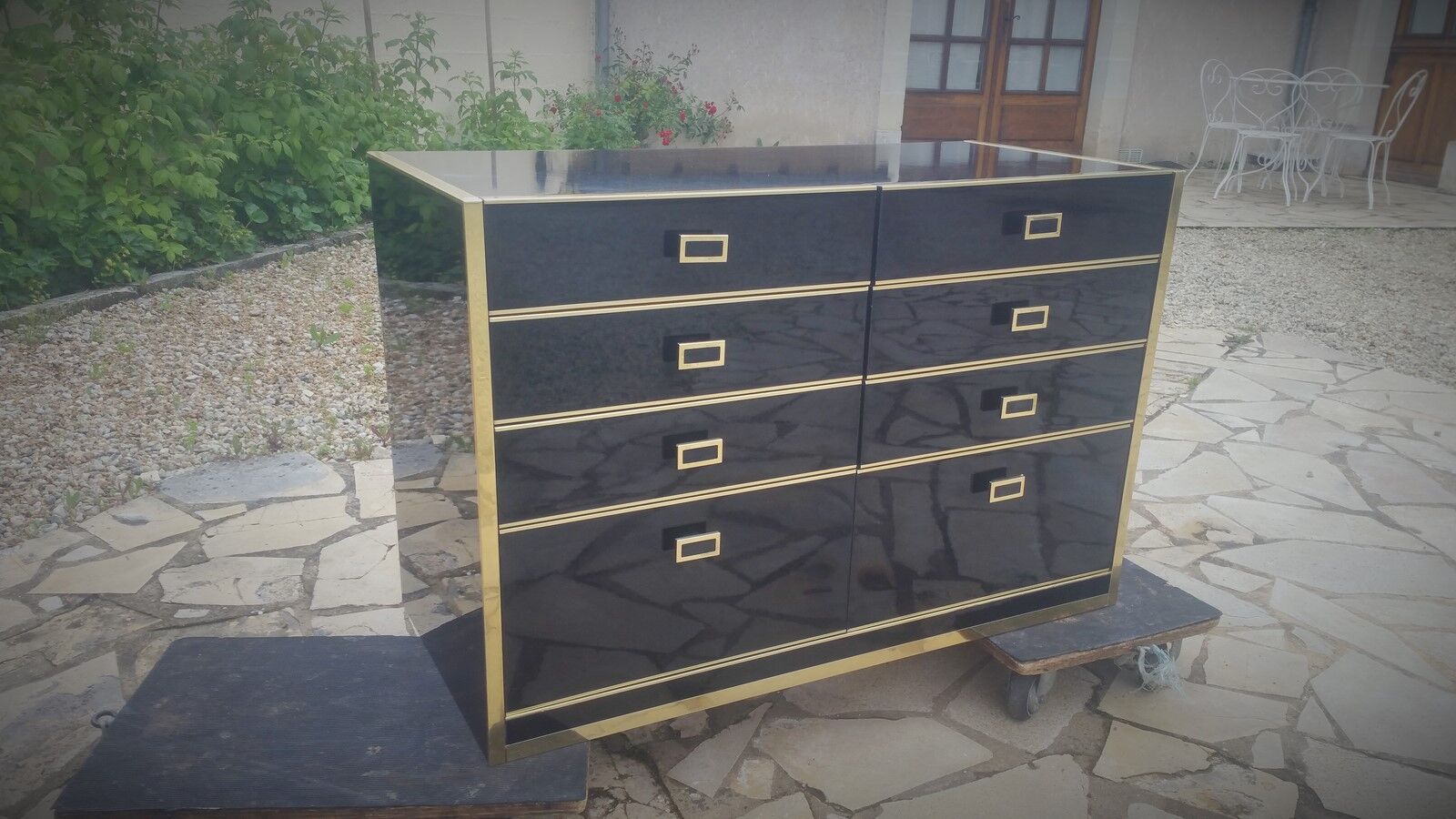 Commode Roche Bobois vintage laqué noir