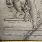 Marble high relief by François Duquesnoy "Putti, garlands and flowers" Paris, 1892