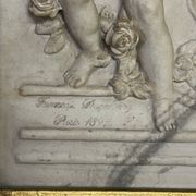 Marble high relief by François Duquesnoy "Putti, garlands and flowers" Paris, 1892